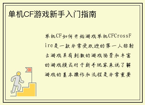 单机CF游戏新手入门指南